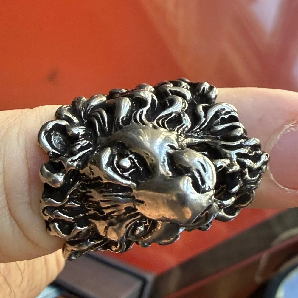 Gucci Silver-tone Brass Lion Head Ring‎ - IT Size 13 = 6.5 US (53mm)